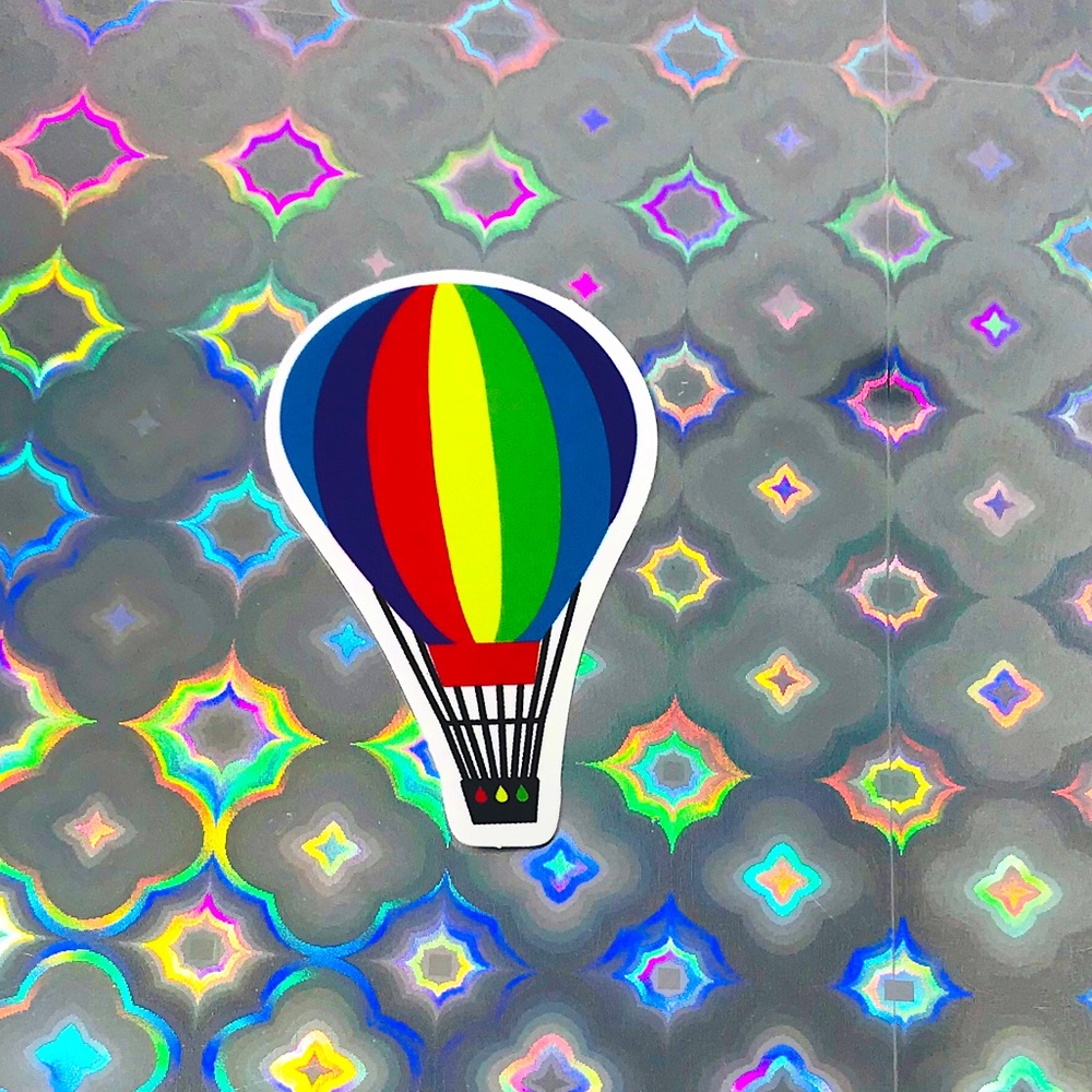 Hot Air Rainbow Balloon Vibrant Pride Single Decor Design Accent Sticker